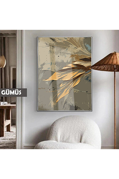 Harikabirev HARİKABİREV | MODEL DE FRUNZĂ ABSTRACTĂ BOHEMĂ 01 | TABLA DE STICLA TEMPLATA CU CADRU, SIMPLE, VERTICALA