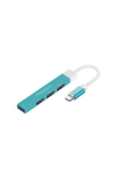 Promate موزع بيانات Usb-c متعدد المنافذ 4 في 1 يأتي بتصميم محمول نحيف مع توافق واسع