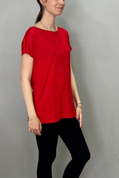 Tam Moda Women's Boat Neck Bat Sleeve Red Color T-Shirt