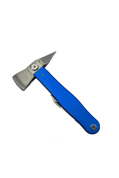 dalimag Mini Toporas cu Cap Rotativ, Multifunctional, Sistem Prindere Curea, Husa, 16 cm, Albastru,