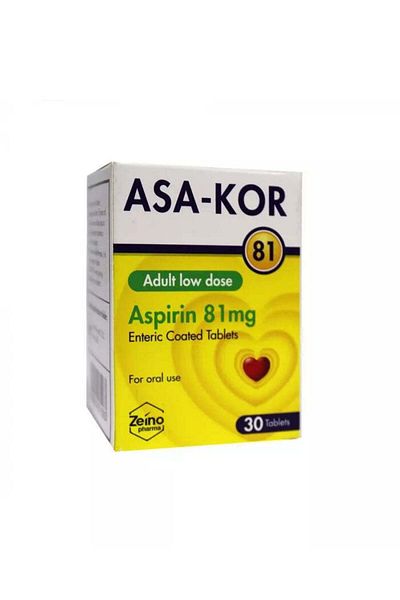 Bayer Asa-Kor 81 Enteric Coated Tablets 30s