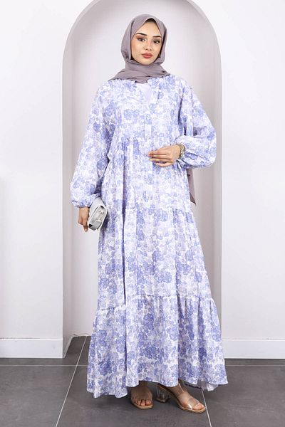 İmajButik Λιλά Φόρεμα με μισό κουμπί και φούστα