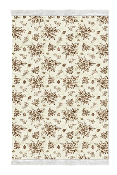Alanur Home Αντιολισθητική βάση Djt Σετ τουαλέτας Star Cotton Fringe Vintage AL5008 Μπεζ