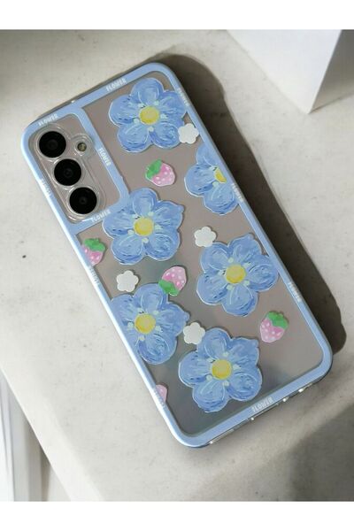 Merwish Samsung Galaxy A16 Compatible Purple Flower Pattern Transparent Case Cover