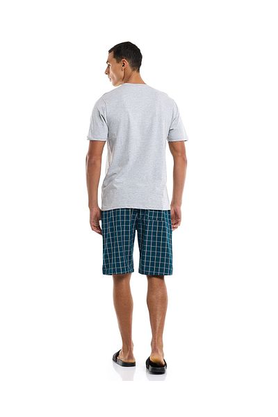 R&B Anthra Melange MNW- KNITTED TEE WOVEN SHORTS-S-XXL