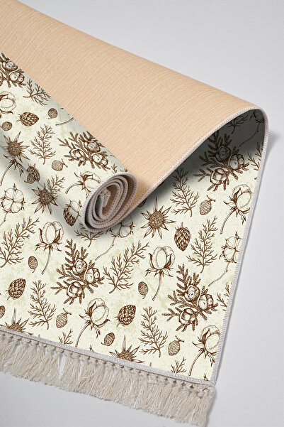 Alanur Home Non-Slip Base Djt Toilet Set Star Leather Fringed Vintage Al5012 Beige