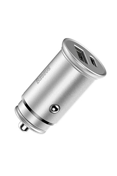 Baseus Încărcător auto rapid CCALL, 30W, carcasă metalică, argintiu