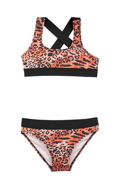 Pierre Cardin Set de bikini pentru fete cu bustieră elastică cu model leopard