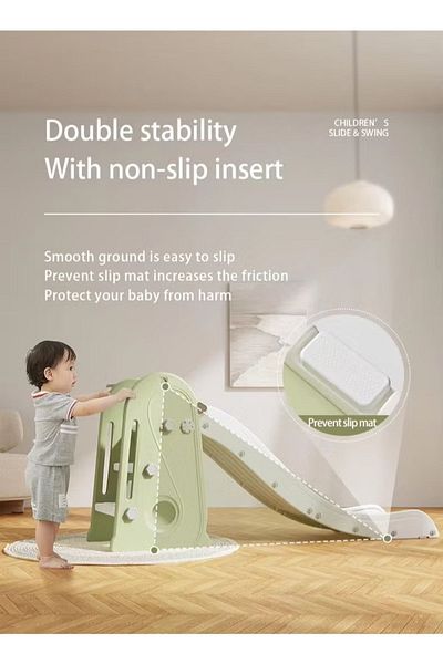 FULLJOY Foldable Penguin Slide with Basketball Hoop 175*47*77cm