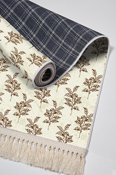 Alanur Home Non-Slip Base Djt Toilet Set Star Cotton Fringed Vintage Al5011 Beige