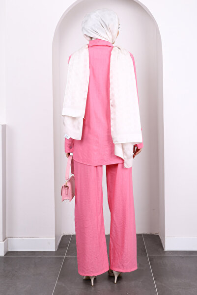 İmajButik Pink Front Tie Tunic Pants Suit