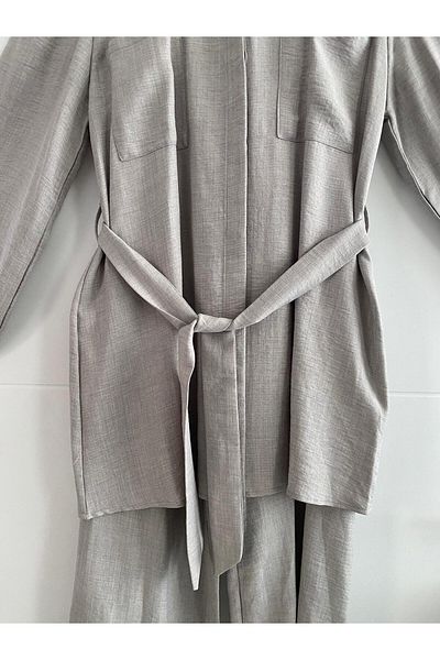 asalya Women's Linen Bottom Top Double Modest Suit