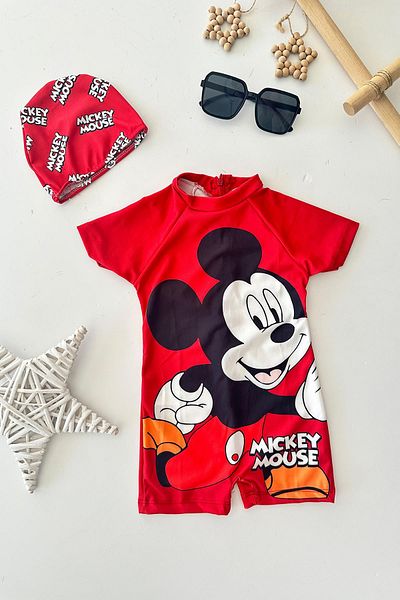 Minigimin Cicileri My Little Cicileri Mcky Short Sleeve Boy's Swimsuit Set - Red