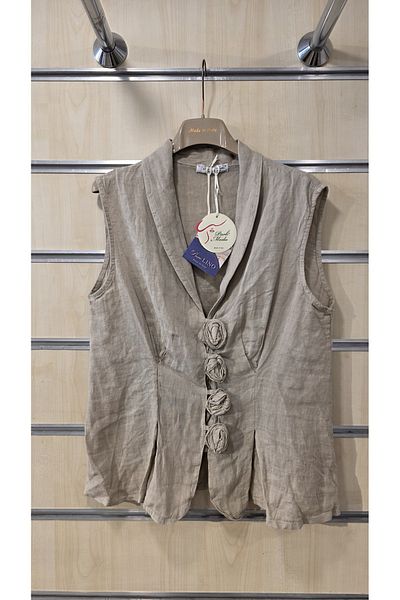 Park Moda Ιταλική λινή μπλούζα με απλικέ τριαντάφυλλο