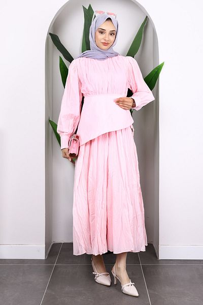 İmajButik Φόρεμα Dusty Pink Sash με λεπτομέρεια
