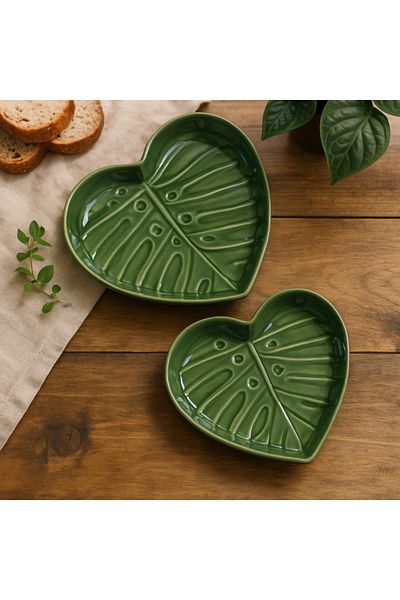 saratremo Set 2 ceramic plates green 14 cm and 18 cm