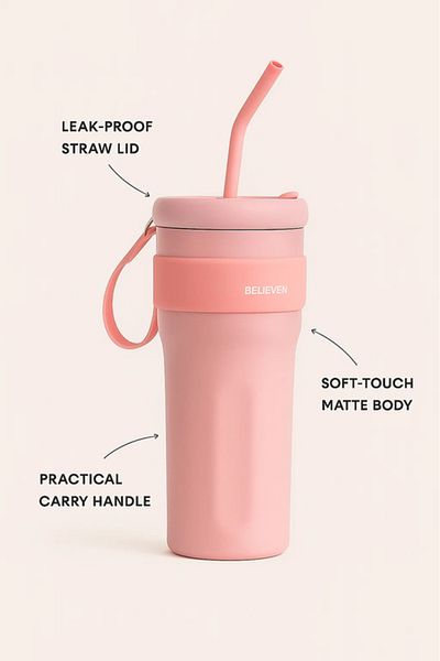 MASA Pastel Stanley-Style Travel Mug with Straw & Handle – Leak-Proof, 40oz Capacity