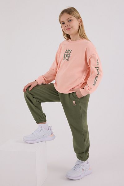U.S. Polo Assn. Licensed Girls' Top and Bottom 2 Piece Tracksuit Set