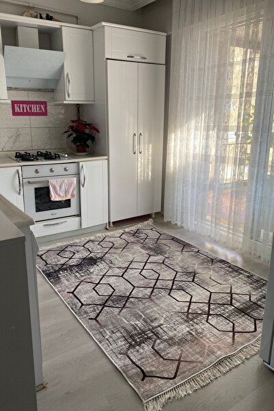 VOPTEKS Vizon Halı Mutfak Halısı Makinede Yıkanabilir Kaymaz Taban Leke Tutma...