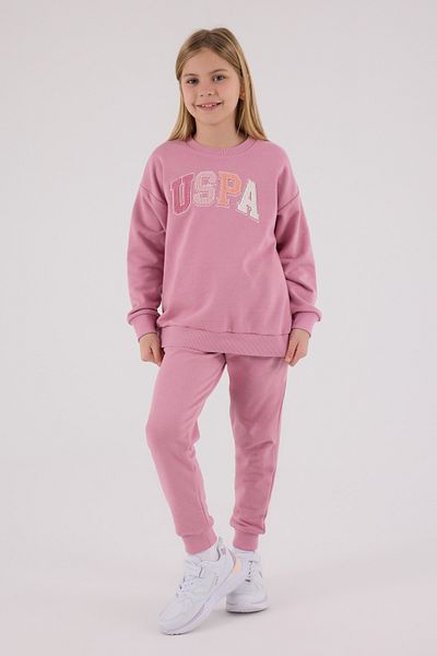 U.S. Polo Assn. Licensed Girls' Top and Bottom 2 Piece Tracksuit Set
