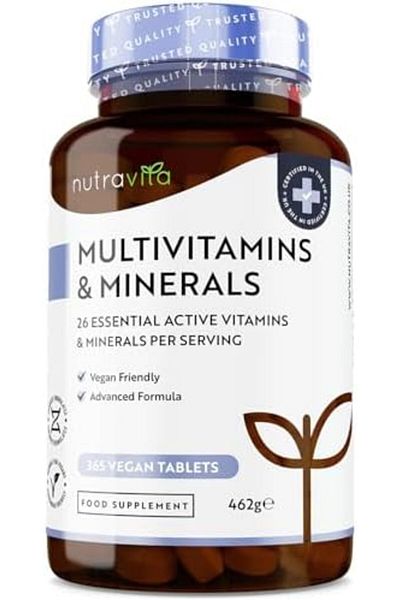 NUTRAVITA Multivitamins & Minerals - 365 Vegan Multivitamin Tablets - 1 Year Supply - Multivitamin Tablets for