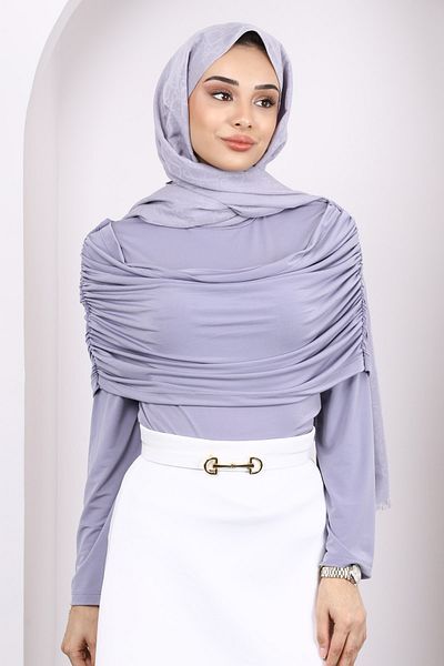 İmajButik Γκρι μπλούζα με μανίκια με λεπτομέρεια με άμμο