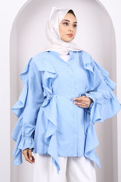 İmajButik Βρεφικό μπλουζάκι με βολάν με κουμπιά