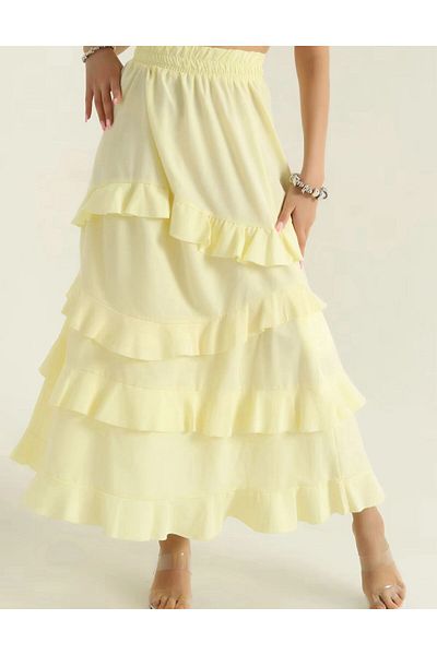 Azda Ruffled Design Waist Elastic Poplin Women's Skirt Model Code:599