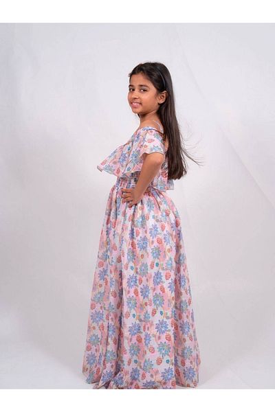 Maithili By Styli Printed A-Line Off Shoulder Maxi Dress
