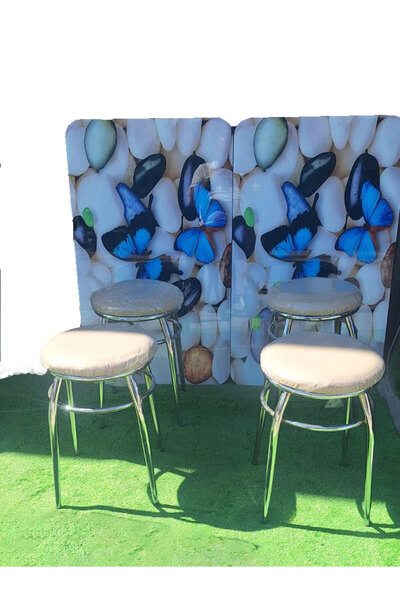 Teknor 4'lü Tabure Krom Ayaklı Kumaş Kaplama