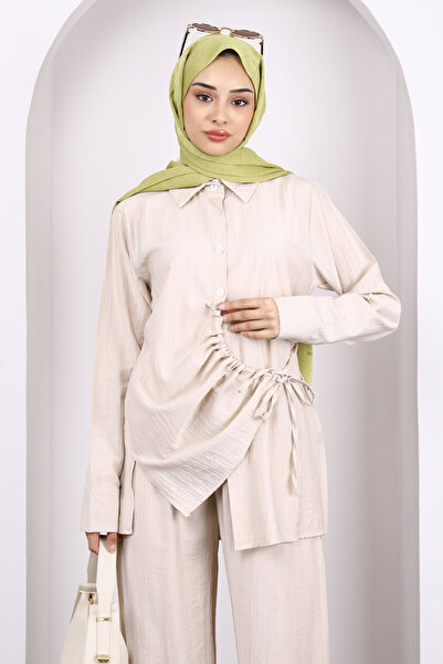 İmajButik Stone Front Tie Tunic Trouser Suit