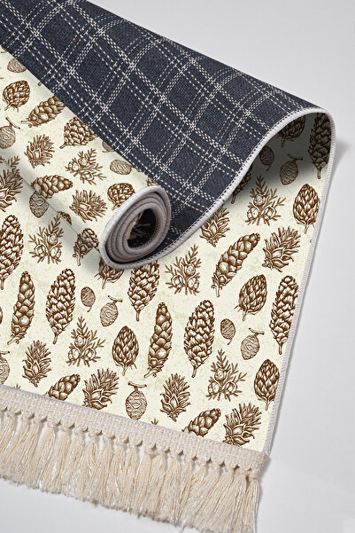 Alanur Home Non-Slip Base Djt Toilet Set Star Cotton Fringed Vintage Al5014 Beige