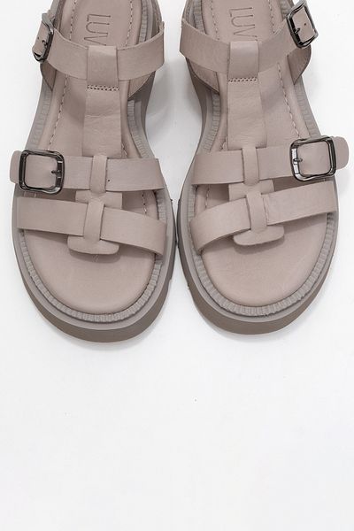 LuviShoes Melvin Stone Genuine Leather Women's Sandals