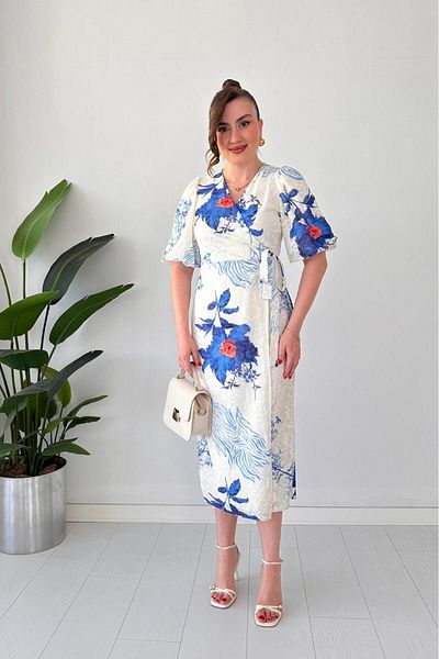 MaziButik Φόρεμα Wrap Floral Μπλε
