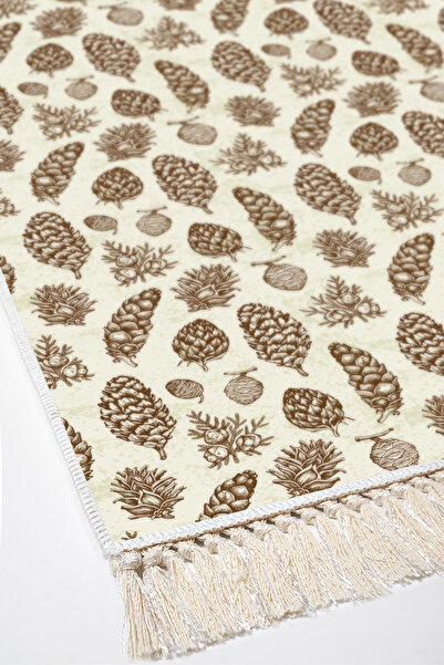 Alanur Home Non-Slip Base Djt Toilet Set Trend Fringed Vintage Al5014 Beige