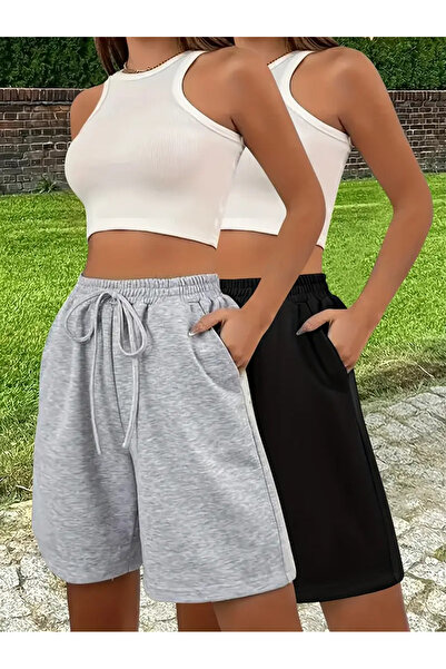 Le Vion Double Shorts Black and Gray Summer