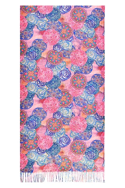 DACSHOP Painted scarf D, Dacali, cashmere, pink/green