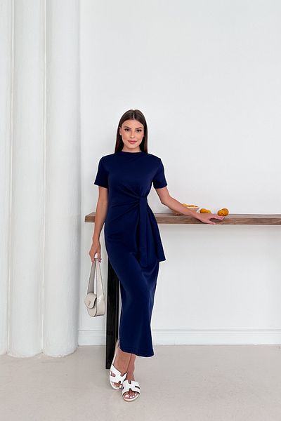 mielva Rochie neagră pentru femei din țesătură modală cu detaliu de șireturi laterale
