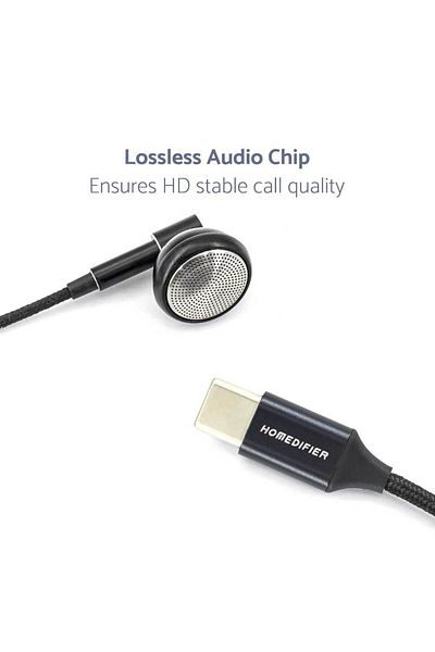 HOMEDIFIER Single Mono Earphones Type C with High-Clarify Mic and Voice recording