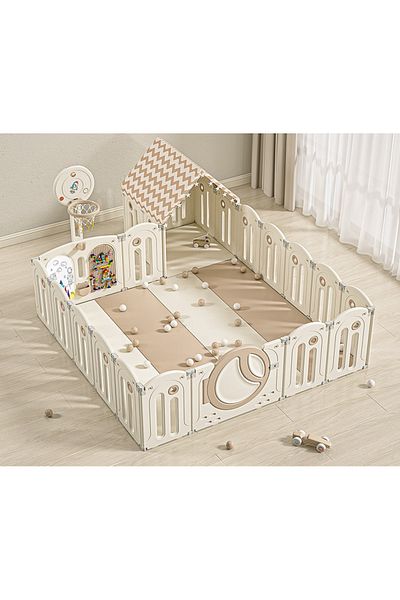 Nichiduta Garden Nichiduta Garden Moon House Coffee 200x200 cm playground fence with safety gate, basket basket