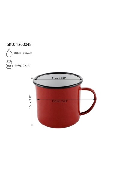gogiva Enamel mug, 700 ml, 10 cm, red
