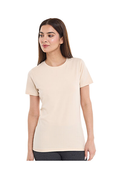 R&B Beige LADIES BASIC ROUND NECK SOLID TEE 8-18