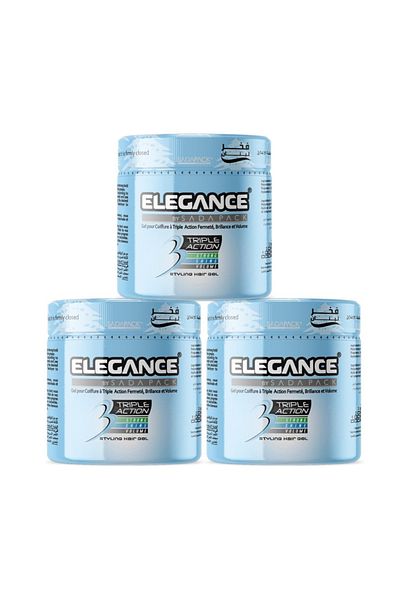 Elegance Triple Action Hair Gel – Blue, 1000ml (Pack of 3)