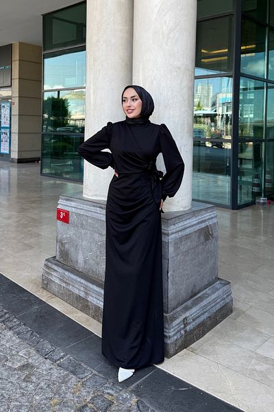 Tarzım Tuba Sahra Side Tie Scuba Hijab Dress