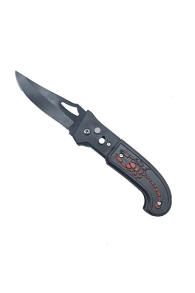 dalimag Pocket Knife with Button Blade Opening, Scorpion Belt Clip System, Black, 20 cm,