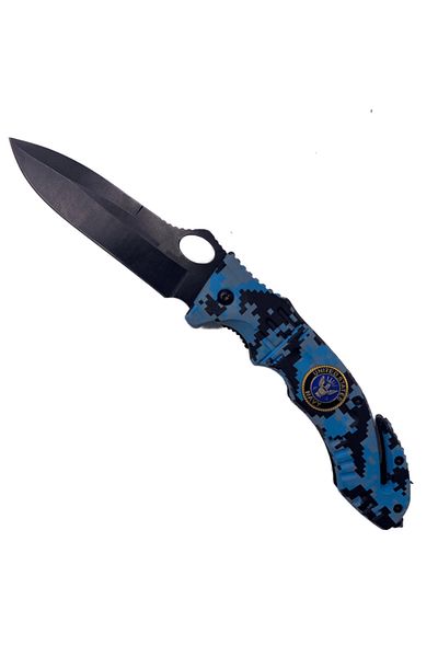 dalimag Manual Knife, Navy Model, Steel Blade, Blue Camo, 22.5 cm,