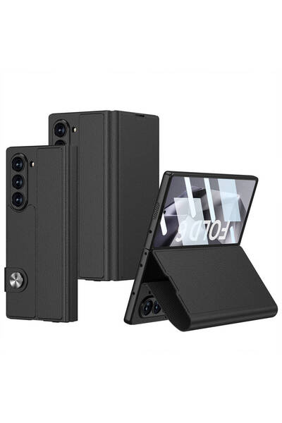 TEKNOCEP حافظة لهاتف Galaxy Z Fold 6 مصنوعة من الجلد الصناعي مع مشبك مغناطيسي...