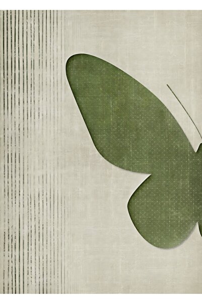 Harikabirev HARİKABİREV | MODEL DE ARIPI DE FLUTĂ DE VERDE-GRIGIU 02 | TABLA DE STICLA TEMPLATA CU CADRU, SIMPLE, VERTICALA