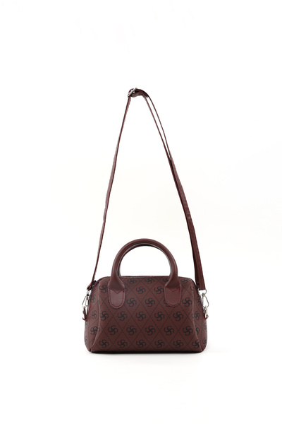 SHAKA Monogram Baskılı Bordo Shk184 Suni Deri ,Fermuarlı Tek Bölmeli ,Askılı ...