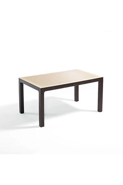 Novussi Wood Masa 90x150 Çizgili Regnum Camlı Masa (Kahve-Cappucino)